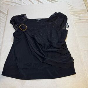 Alyx Black Sheer Top with Gold Accent